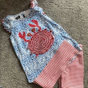 Mudpie girls crab outfit 5T